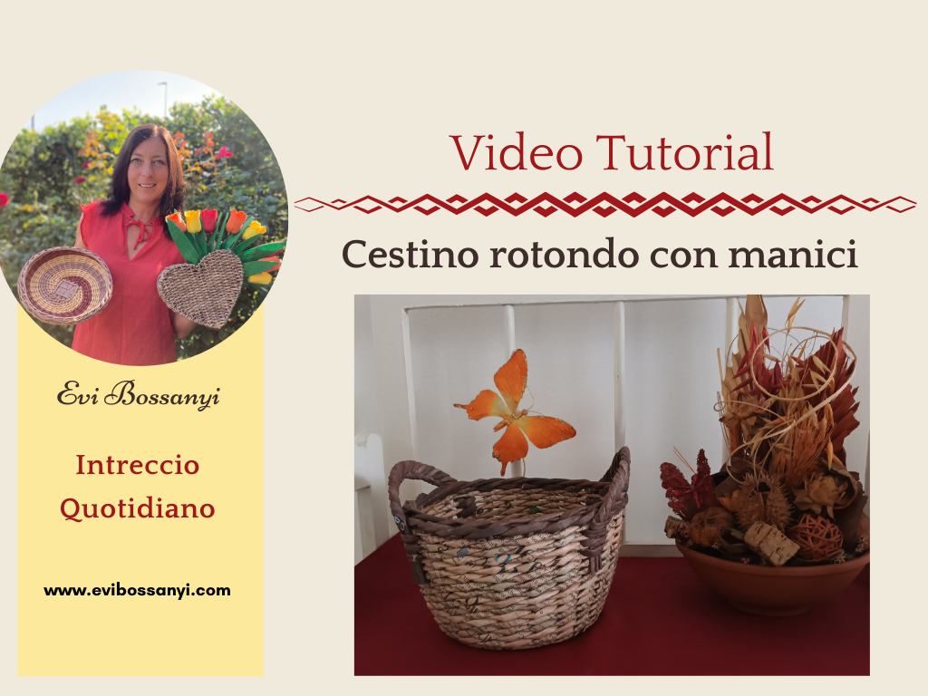 Cestino rotondo con manici decorativi