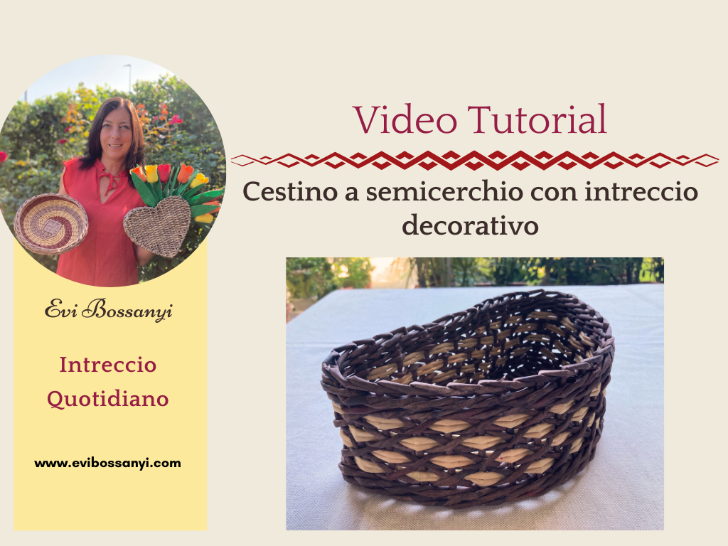 Cestino a forma di semicerchio con intreccio decorativo
