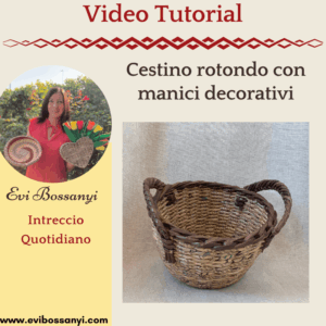 Cestino rotondo con manici decorativi