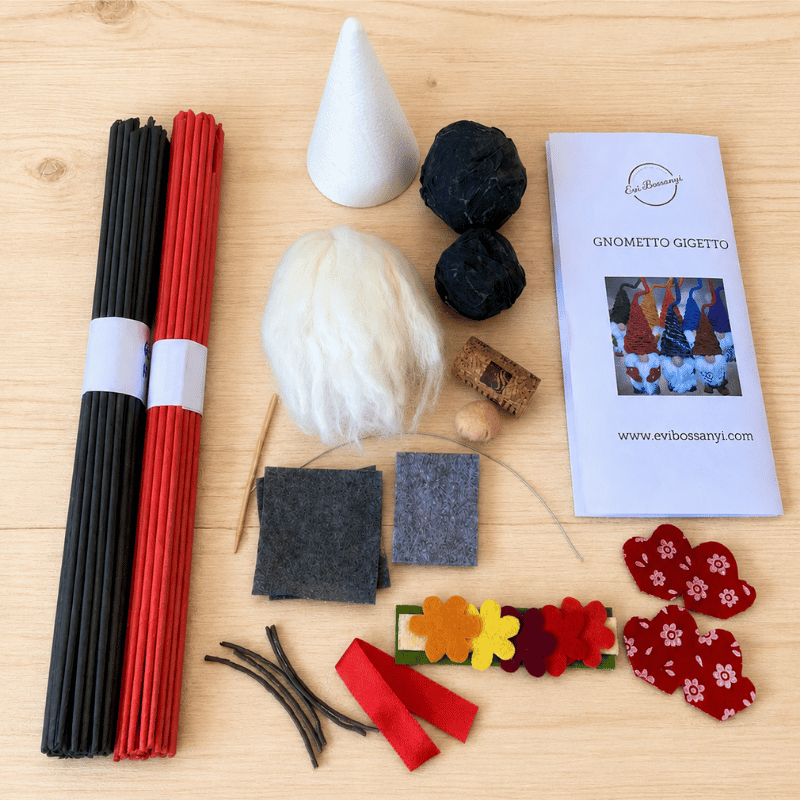 Kit materiale con video tutorial Gigetto lo gnometto rosso - immagine 4
