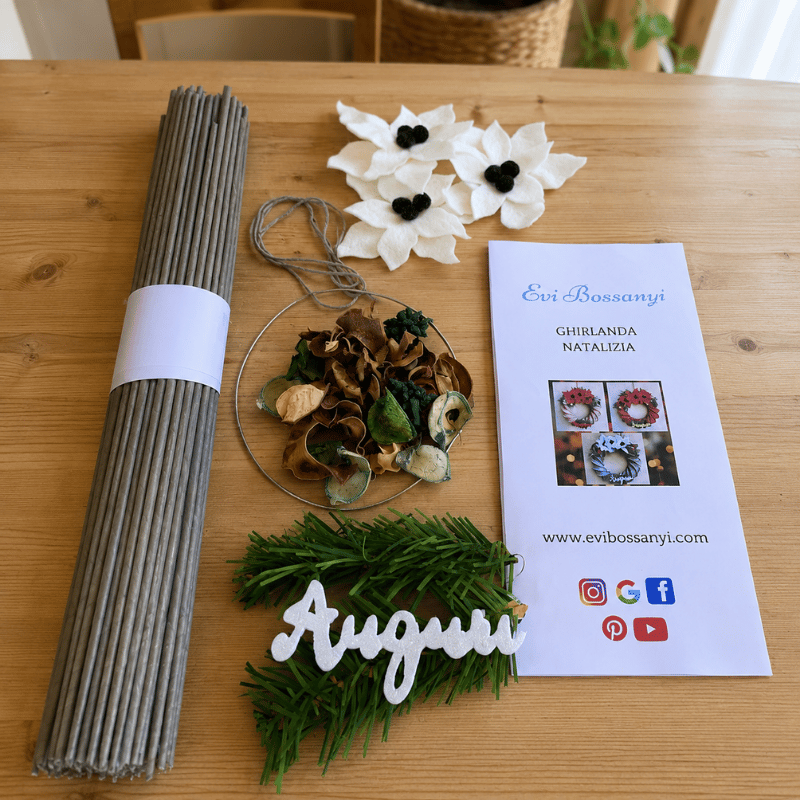 Kit materiale con video tutorial Ghirlanda natalizia grigio chiaro - immagine 3